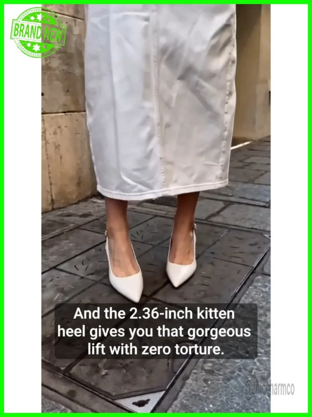 Faux Leather Slingback Kitten Heels Pointed Toe Pumps for Party Office